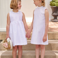 Little English classic toddler girls sleeveless formal white dress for special occasions