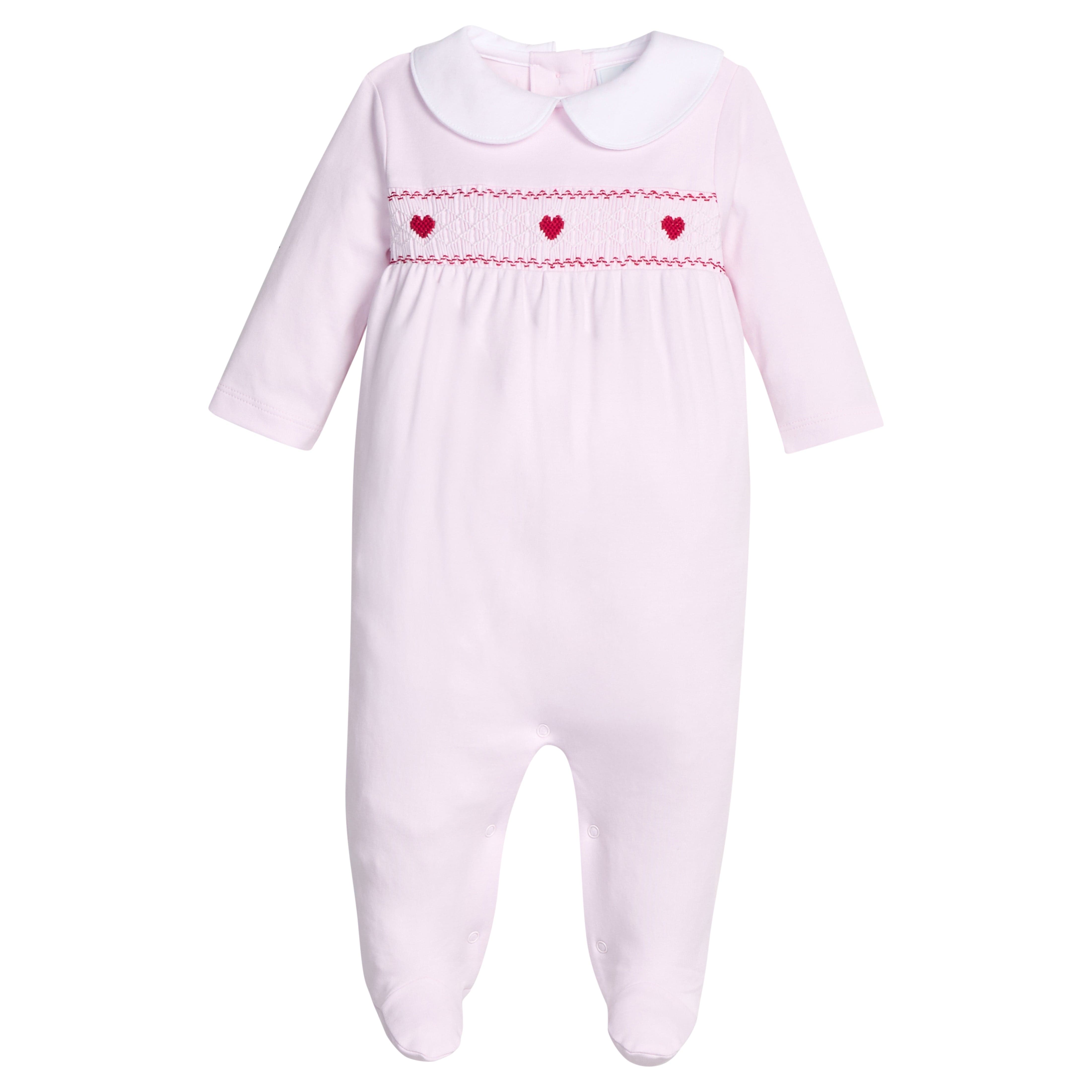 LydaBaby Smock Velour Collection Footie, Pink/Light Pink/White main image 1