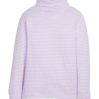 little english classic chidlrens clothing, lavender and white striped turtleneck for girls