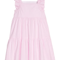 Little English traditional children's clothing. Classic sleeveless tiered dress for girls in light pink seersucker gingham