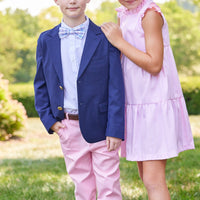 Little English traditional children's clothing. Boy's blue, pink, and green plaid bow tie for Spring. Easter bow tie for boys