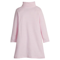 little english classic children's clothing girls light pink and white striped long sleeve turtleneck dress