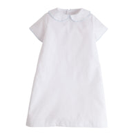 Little English traditional children's clothing, baby boy's classic newborn day gown for Spring with blue whipstitch detailing