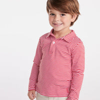 classic childrens clothing boys long sleeve polo in red and white stripe