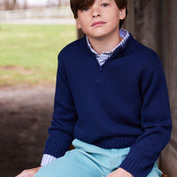 little english boys classic quarter zip sweater navy