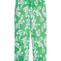 classic childrens clothing girls capri pants in green with white floral pattern