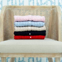 Little English classic cashmere cardigans, traditional sweaters for children, light blue cashmere cardigan