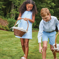 little english boy's classic short in blue twill