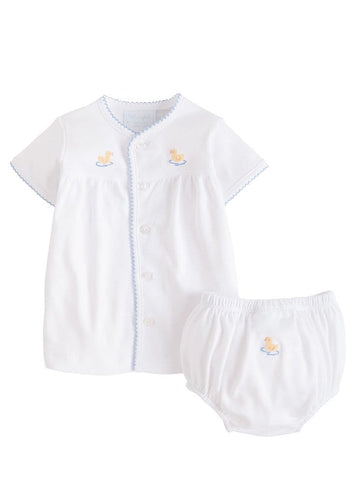 Pinpoint Layette Knit Set - Duck