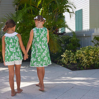 classic childrens clothing girls halter top with green and white floral pattern