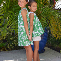 classic childrens clothing girls halter top with green and white floral pattern