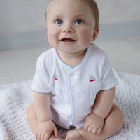 Pinpoint Layette Knit Set-Sailboat, Little English, classic children's clothing, preppy children's clothing, traditional children's clothing, classic baby clothing, traditional baby clothing