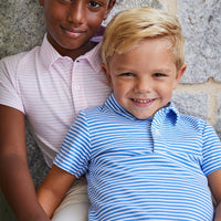 Traditional Little English short sleeve striped polo in pink