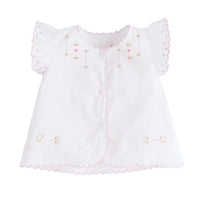 delicate embroidered tea blouse, light pink and orange