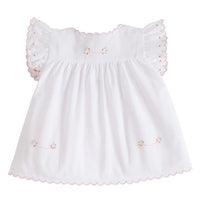 delicate embroidered tea blouse, light pink and orange