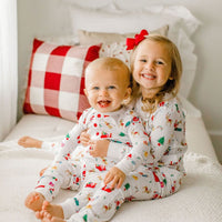 Little English classic boy's vintage Christmas printed pajamas, traditional children's clothing
