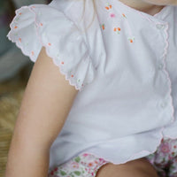 Orange & Pink Tea Blouse, Little English, classic children's clothing, preppy children's clothing, traditional children's clothing, classic baby clothing, traditional baby clothing