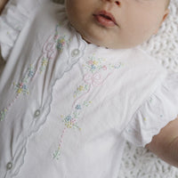 Embroidered newborn gown, Little English baby girl