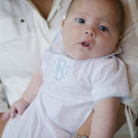 Whipstitch Day Gown - Blue, Little English, classic children's clothing, preppy children's clothing, traditional children's clothing, classic baby clothing, traditional baby clothing