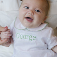 Whipstitch Day Gown - Green, Little English, classic children's clothing, preppy children's clothing, traditional children's clothing, classic baby clothing, traditional baby clothing