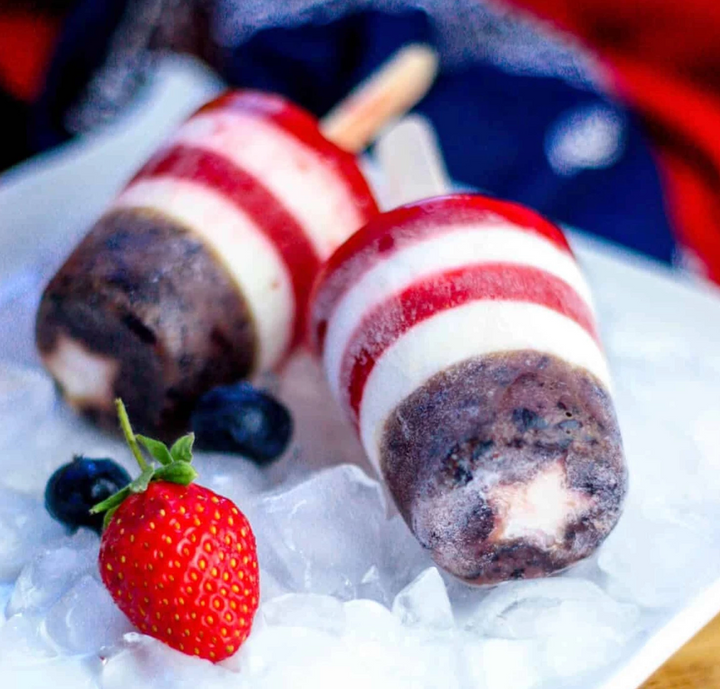 Berries and Cream Fourth of July Popsicles