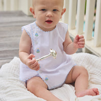Little English Classic davis day set with embroidered sailboats and buttons running down front right side, for baby