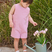 Little English traditional children's clothing.  Classic john john for toddler boys in red windowpane