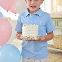 Little English traditional children's clothing, Boy's basic short in Rainbow Stripe Seersucker for Spring