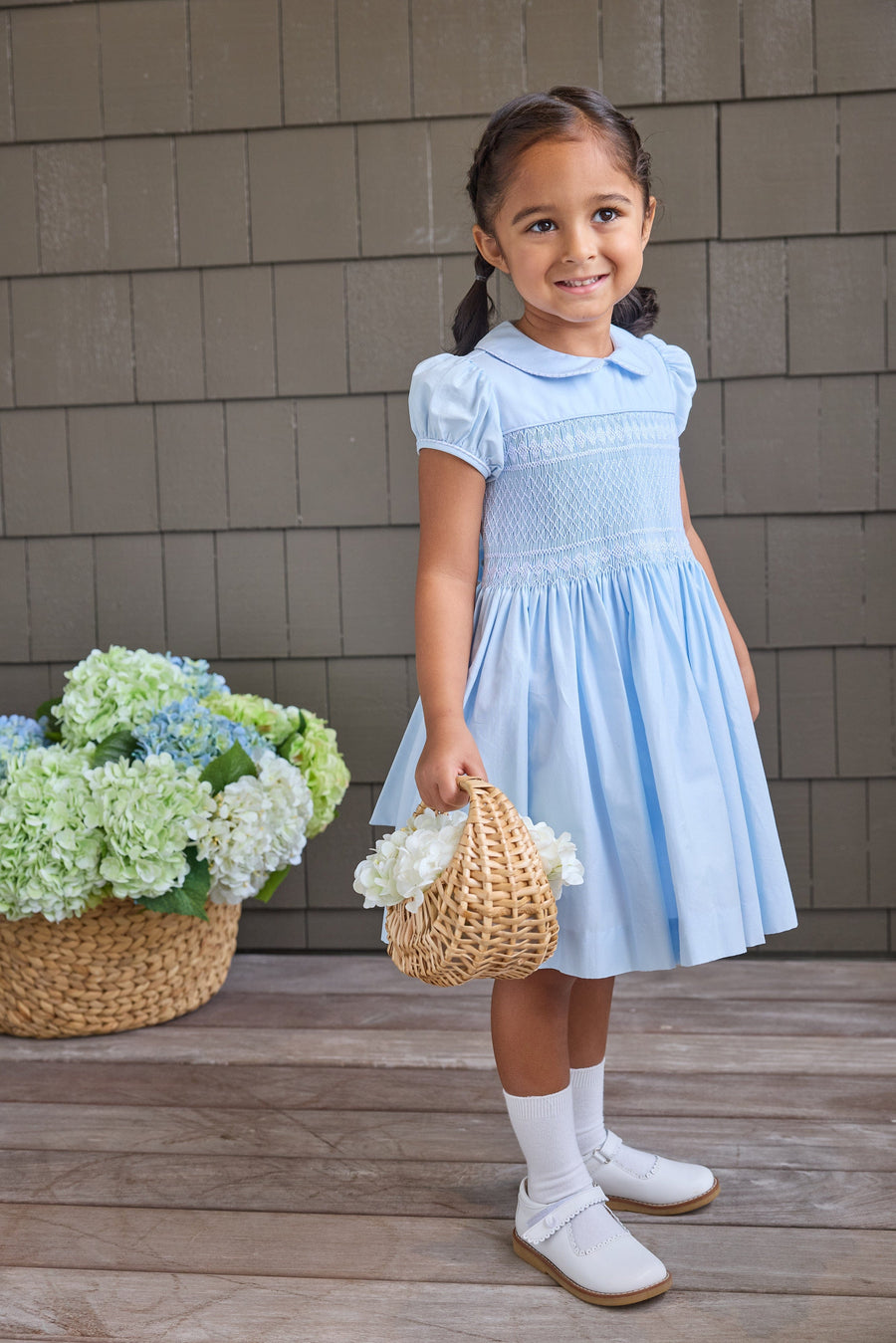 baby blue smocked dress Baby Blue Pearl Smocked Dress