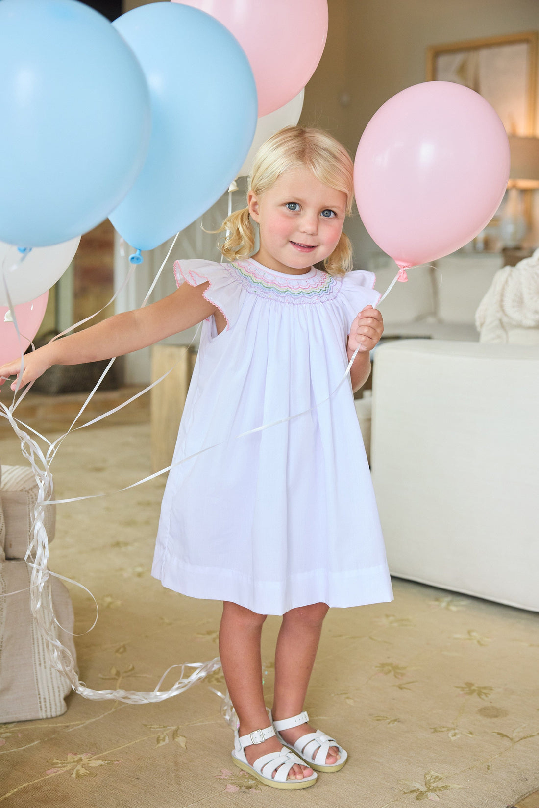 Little English | Rainbow Smocked Bishop Dress