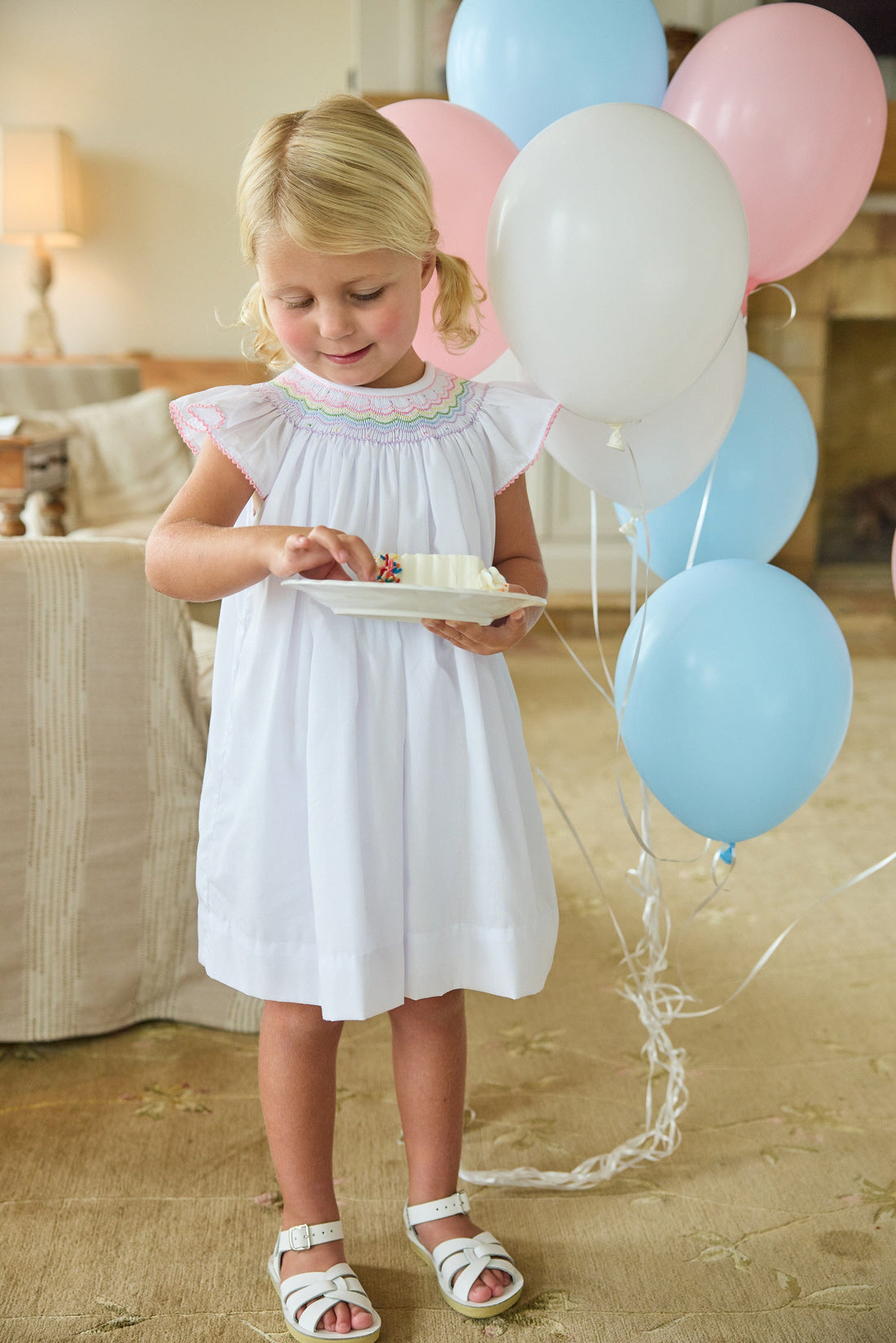 Little English | Rainbow Smocked Bishop Dress
