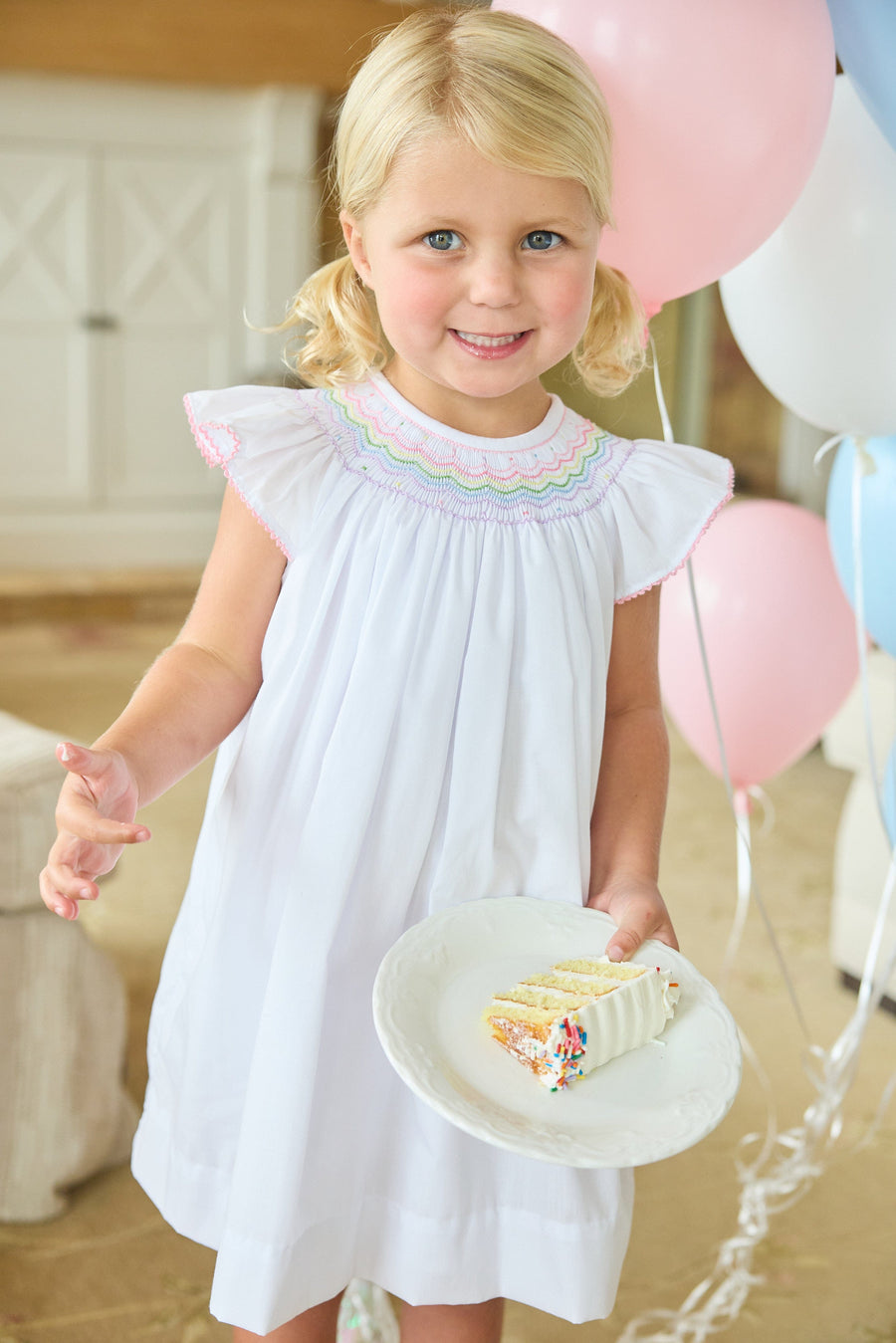 Little English | Rainbow Smocked Bishop Dress