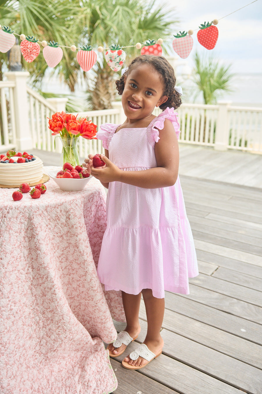 Little English Kids' Tiered Katie Dress in Light Pink Seersucker Gingham at Nordstrom, Size 12