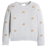 little english classic children's clothing gray sweater with all over football motif for boys 