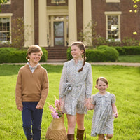 Little English traditional children's clothing. Chestnut brown quarter zip sweater for boys