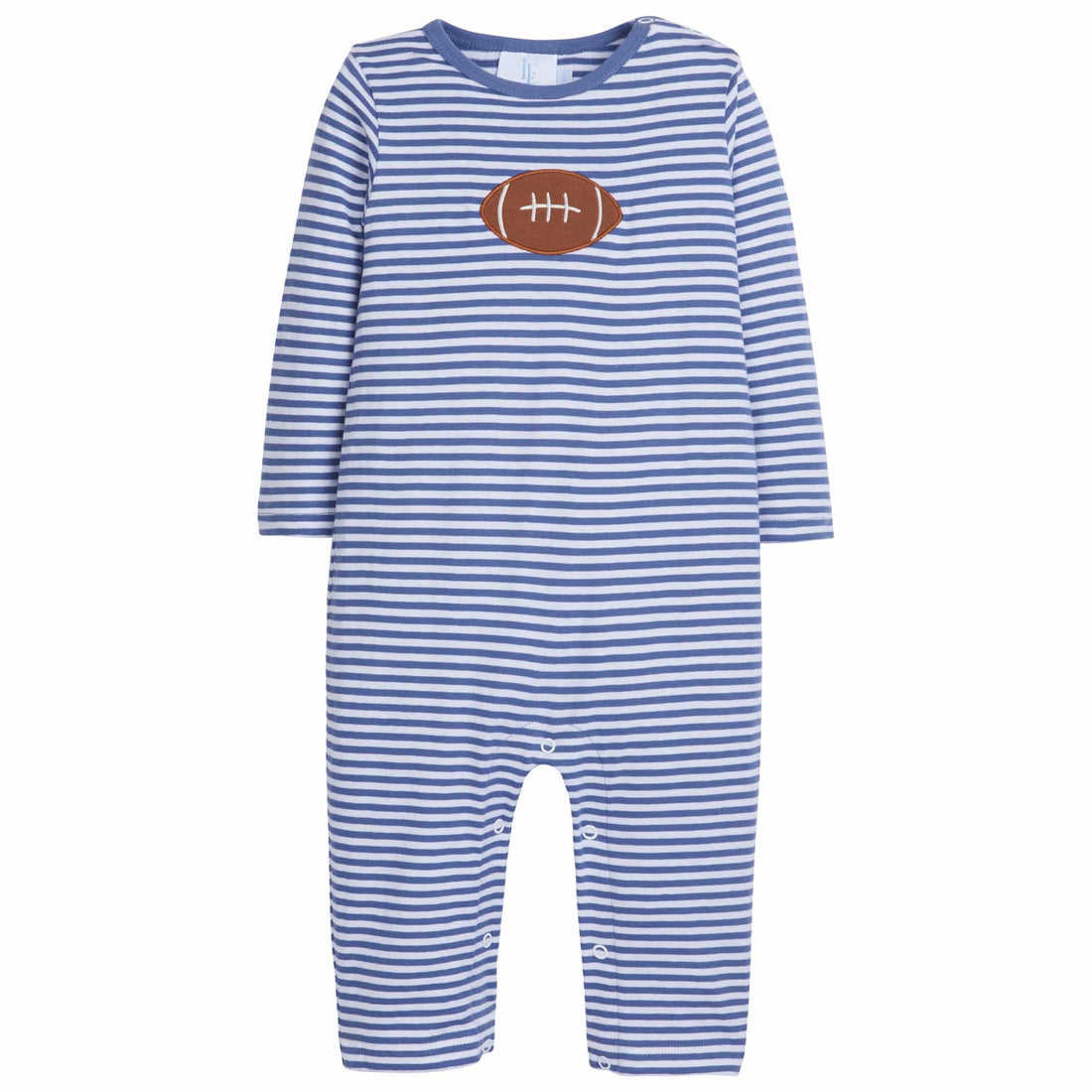 classic childrens clothing boys dark blue striped romper with applique football