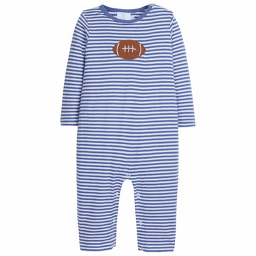 classic childrens clothing boys dark blue striped romper with applique football