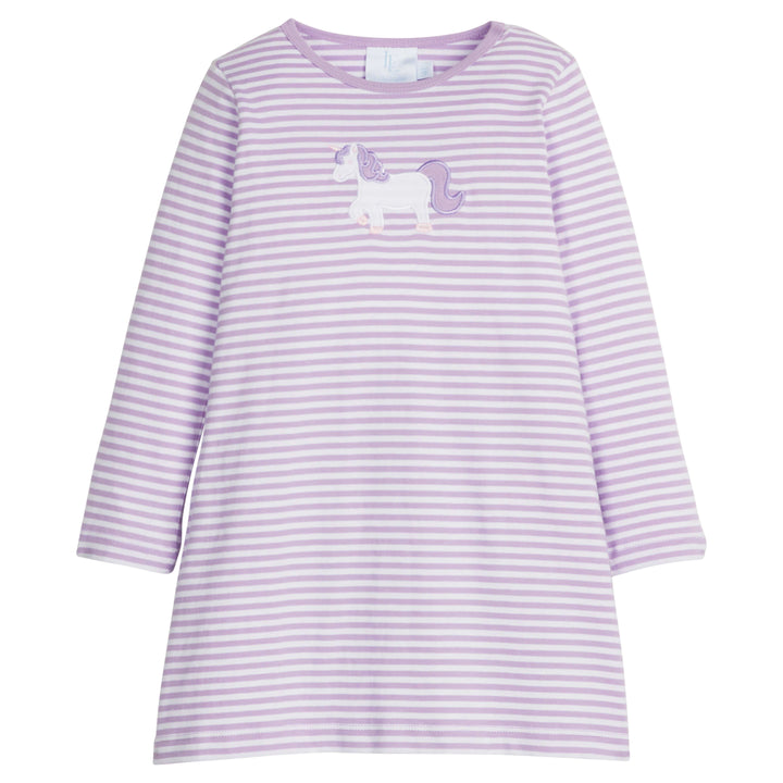 Girl's Applique T-Shirt Dress Unicorn Little English