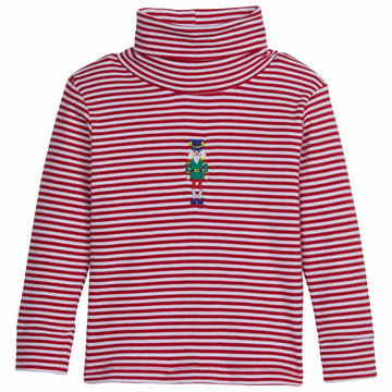 little english classic childrens clothing boys red striped turtleneck with applique nutcracker