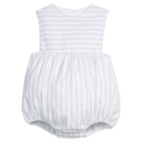 Little English traditional children's clothing. Light blue and white striped sleeveless bubble for baby boy for Summer
