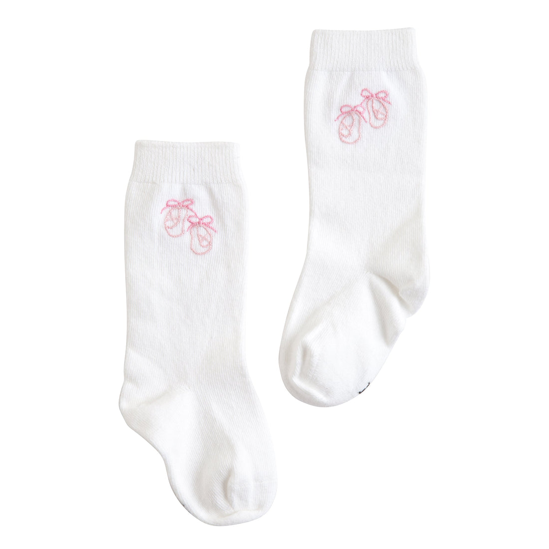 little english classic childrens clothing girls white knee high socks with embroidered ballet slipper