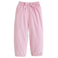 Little English classic children's clothing, toddler girls light pink corduroy banded pull on pant with fixed bow on waist