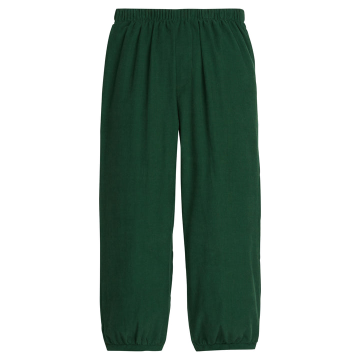 Little English traditional boy's corduroy pant, hunter green elastic waist pant for toddlers