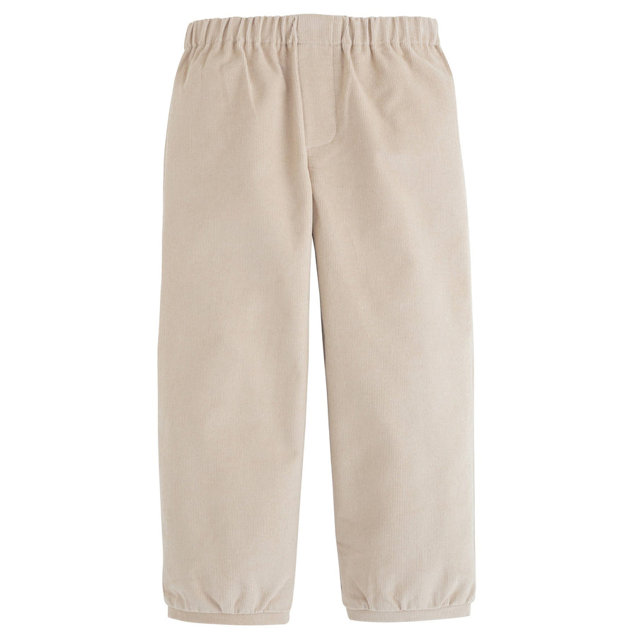 Little English boy's banded corduroy pant with elastic waist  in khaki