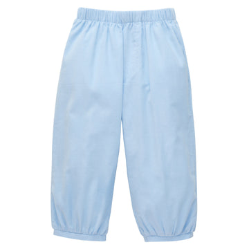 Little English traditional clothing, light blue corduroy pant with banded cuff and elastic waistband for little boys