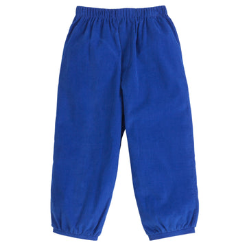 Little English little boy's classic corduroy pant for fall, elastic waist pant in royal blue