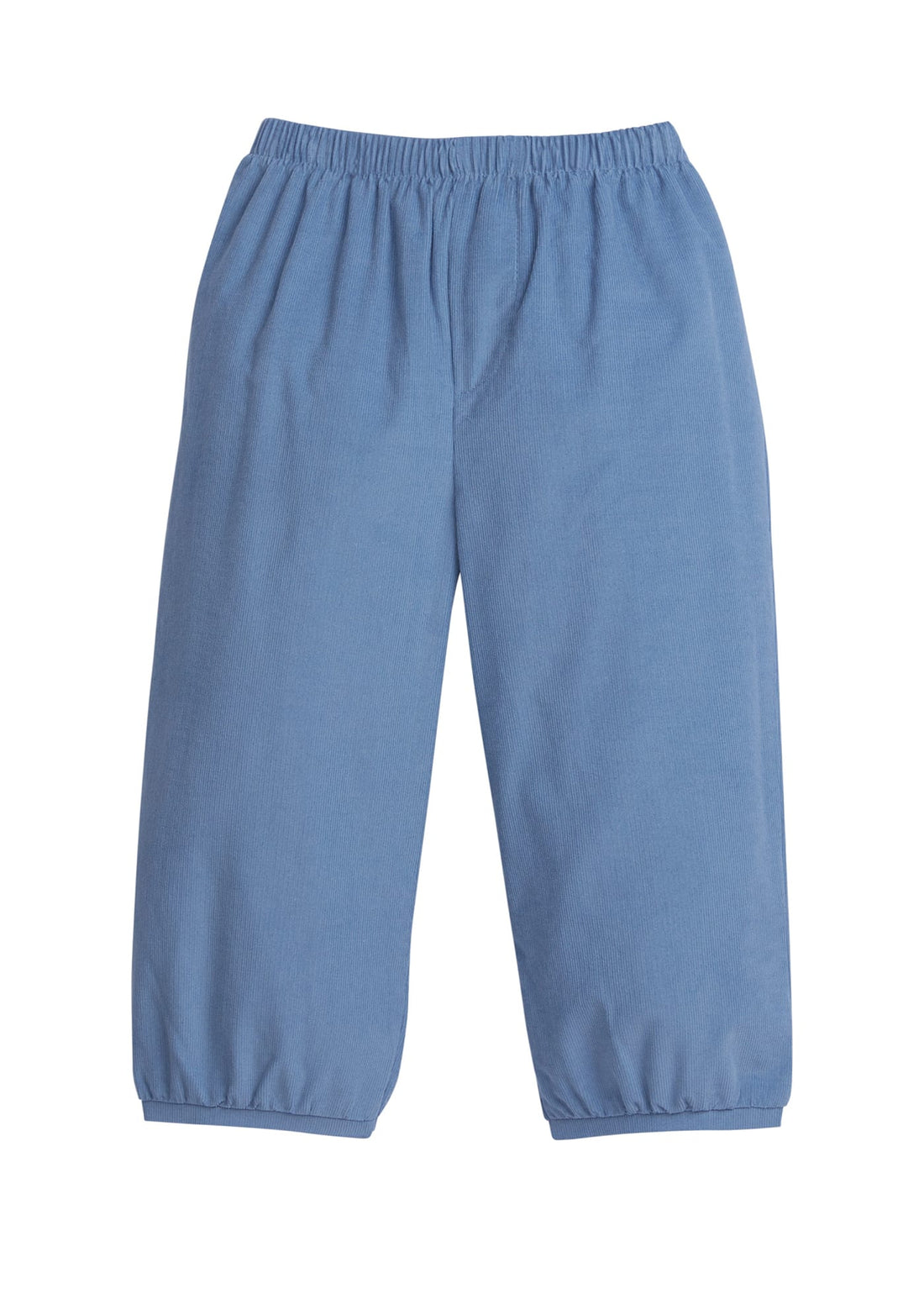 Little English classic childrens clothing, toddler boy blue gray corduroy pull on pant with elastic waistband