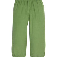 Little English traditional children's clothing. Watercress banded pants for little boy.  Light green elastic waistband pants for Fall.