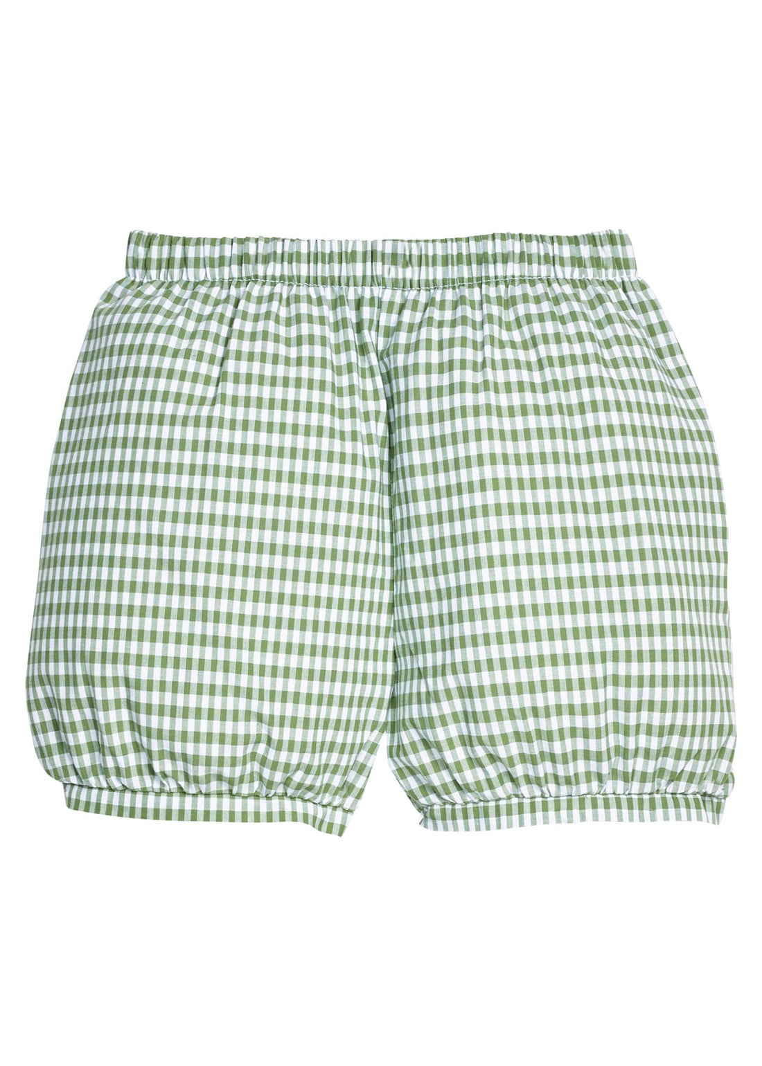 Little English classic childrens clothing.  Watercress green gingham banded shorts for little boys.