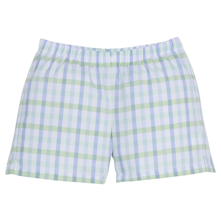 Little English traditional children's clothing, boy's classic pull on short in blue and green plaid for Spring, Wingate Plaid 
